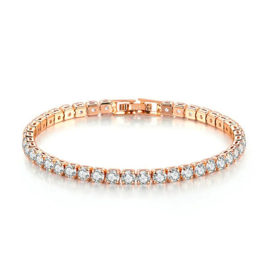 New Exquisite Tennis Bracelet 925 Sterling Silver Hip Hop Trend Gold Color 4MM Women's and Men's Bracelet Crystal Jewelry Gift